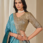 Rajwada Light Blue Silk Blend Embellished Lehenga For Women