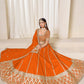 Rajwada Orange Silk Blend Embellished Lehenga For Women