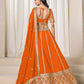 Rajwada Orange Silk Blend Embellished Lehenga For Women