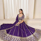 Rajwada Dark Purple Silk Blend Embellished Lehenga For Women