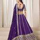 Rajwada Dark Purple Silk Blend Embellished Lehenga For Women