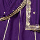 Rajwada Dark Purple Silk Blend Embellished Lehenga For Women
