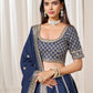 Rajwada Navy Blue Silk Blend Embellished Lehenga For Women