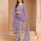 Rajwada Purple Embroidered Organza Semi Stitched Kurta Set With Dupatta For Women