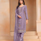 Rajwada Purple Embroidered Organza Semi Stitched Kurta Set With Dupatta For Women