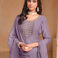 Rajwada Purple Embroidered Organza Semi Stitched Kurta Set With Dupatta For Women