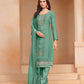 Rajwada Sea Green Embroidered Organza Semi Stitched Kurta Set With Dupatta For Women