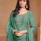 Rajwada Sea Green Embroidered Organza Semi Stitched Kurta Set With Dupatta For Women