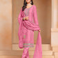 Rajwada Pink Embroidered Organza Semi Stitched Kurta Set With Dupatta For Women
