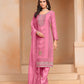 Rajwada Pink Embroidered Organza Semi Stitched Kurta Set With Dupatta For Women