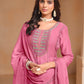 Rajwada Pink Embroidered Organza Semi Stitched Kurta Set With Dupatta For Women