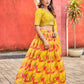 Rajwada Mustard And Red Silk Blend Embellished Lehenga For Women