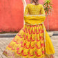 Rajwada Mustard And Red Silk Blend Embellished Lehenga For Women