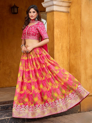 Rajwada Pink Silk Blend Embellished Lehenga For Women