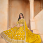 Rajwada Yellow Embroidered Organza Semi Stitched Lehenga With Unstitched Blouse For Women