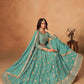 Rajwada Sea Green Organza Embellished Lehenga For Women