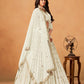Rajwada Off White Silk Blend Embellished Lehenga For Women