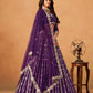 Rajwada Deep Purple Silk Blend Embellished Lehenga For Women