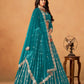 Rajwada Teal Blue Silk Blend Embellished Lehenga For Women