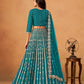 Rajwada Teal Blue Silk Blend Embellished Lehenga For Women