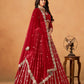 Rajwada Red Silk Blend Embellished Lehenga For Women