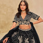 Rajwada Black Silk Blend Embroidered Lehenga For Women