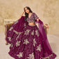 Rajwada Wine Silk Blend Embroidered Lehenga For Women