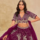 Rajwada Wine Silk Blend Embroidered Lehenga For Women