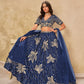 Rajwada Navy Blue Silk Blend Embroidered Lehenga For Women