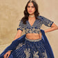 Rajwada Navy Blue Silk Blend Embroidered Lehenga For Women