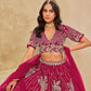 Rajwada Dark Pink Silk Blend Embroidered Lehenga For Women