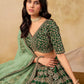 Rajwada Dark Green Silk Blend Embellished Lehenga For Women