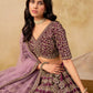 Rajwada Deep Wine Silk Blend Embellished Lehenga For Women