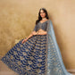 Rajwada Dark Blue Silk Blend Embellished Lehenga For Women