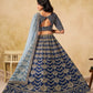 Rajwada Dark Blue Silk Blend Embellished Lehenga For Women