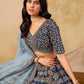 Rajwada Dark Blue Silk Blend Embellished Lehenga For Women