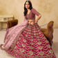 Rajwada Dark Pink Silk Blend Embellished Lehenga For Women