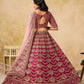 Rajwada Dark Pink Silk Blend Embellished Lehenga For Women