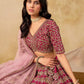 Rajwada Dark Pink Silk Blend Embellished Lehenga For Women