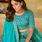 Rajwada Turquoise Blue  Silk Blend Embellished Lehenga For Women