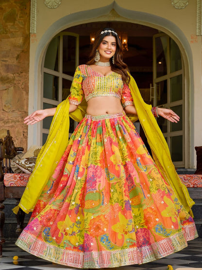 Rajwada Multicolor Silk Blend Embellished Lehenga For Women