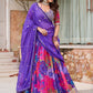 Rajwada Dark Purple And Pink Silk Blend Embellished Lehenga For Women