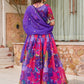 Rajwada Dark Purple And Pink Silk Blend Embellished Lehenga For Women