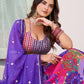Rajwada Dark Purple And Pink Silk Blend Embellished Lehenga For Women