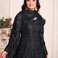 Rajwada Black Net Embroidered Semi stitched Kurta Set with Inner For Women