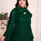 Rajwada Green Net Embroidered Semi stitched Kurta Set with Inner For Women