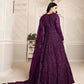 Rajwada Purple Net Embroidered Semi stitched Kurta Set with Inner For Women