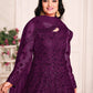 Rajwada Purple Net Embroidered Semi stitched Kurta Set with Inner For Women