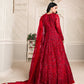 Rajwada Red Net Embroidered Semi stitched Kurta Set with Inner For Women