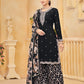 Rajwada Black Silk Blend Embroidered Semi-Stiched Kurta Set For Women